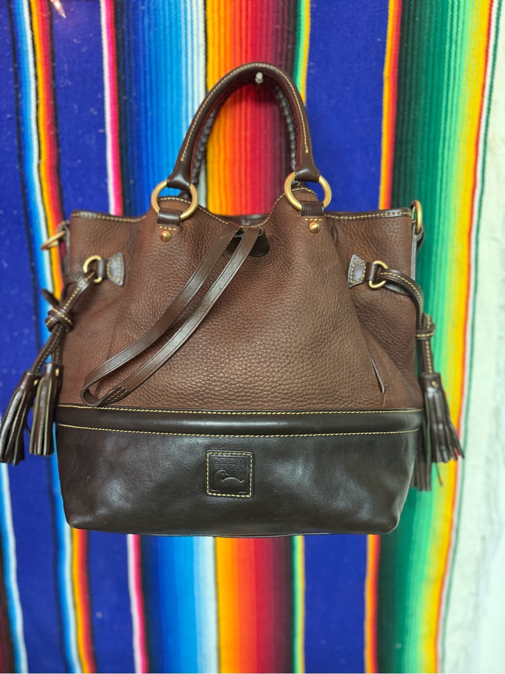 Dooney & Bourke Brown Two-Tone Leather Buckley Shoulder Bag
